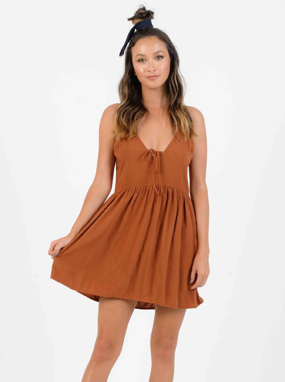 lucca couture HAYES TIE FRONT MINI DRESS-SEDONA
