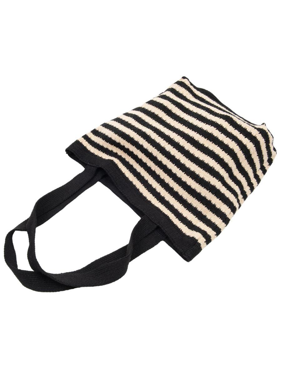 lucca couture HERITAGE BOHO STRIPES TOTE BAG-BLACK