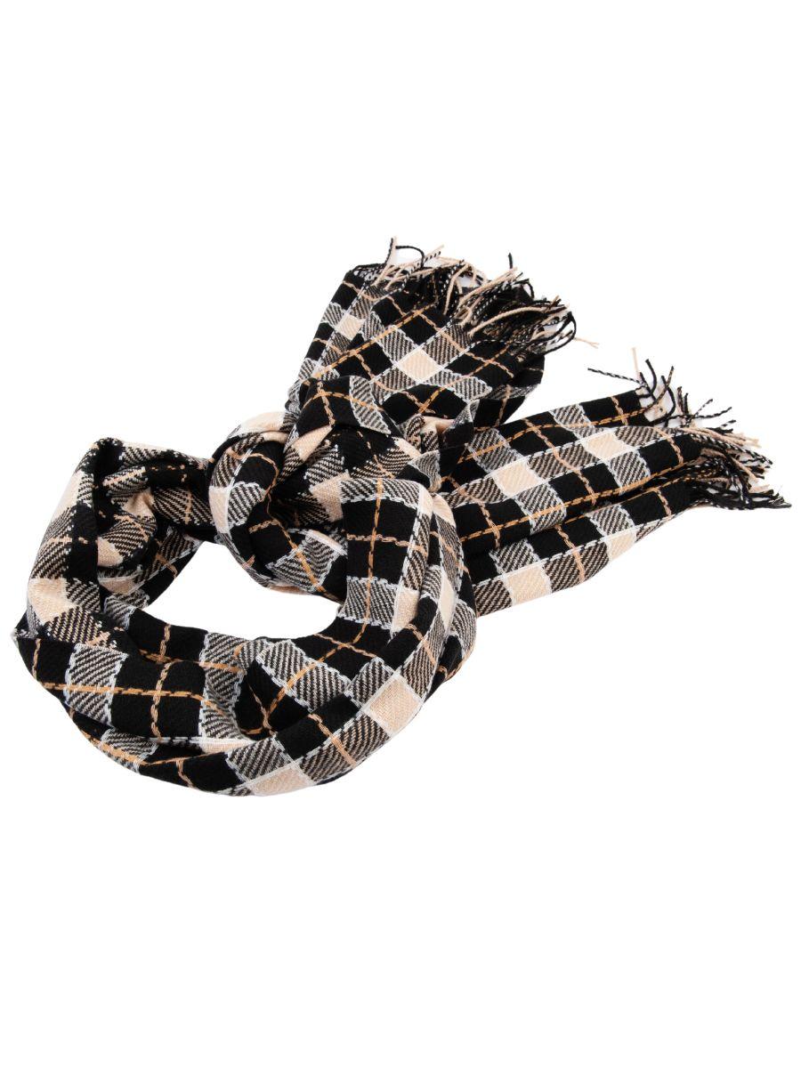 lucca couture HERMON CLASSIC PLAID SCARF-BLK BEIGE