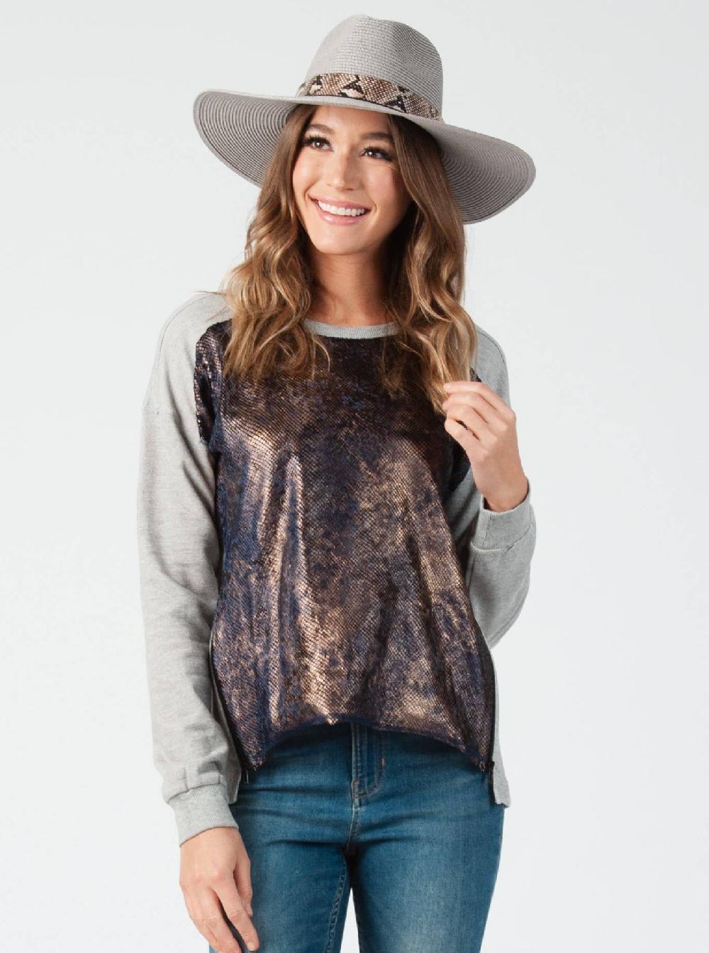 lucca couture HI LO SWEATER-H. GREY