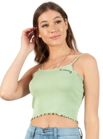 lucca couture HONEY KNIT TANK-LIME