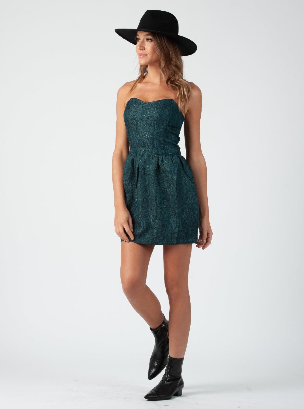 lucca couture ISLE STRAPLESS DRESS-EMERALD