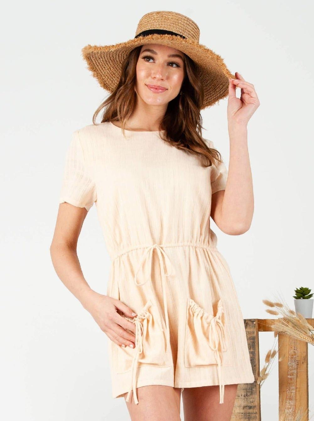 lucca couture IVY SOFT POCKET ROMPER-PEACHY
