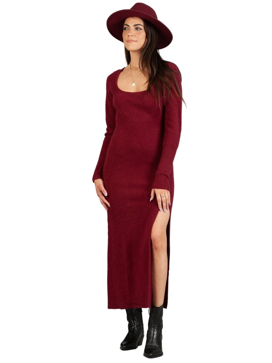 lucca couture IVY SWEATER DRESS-MERLOT