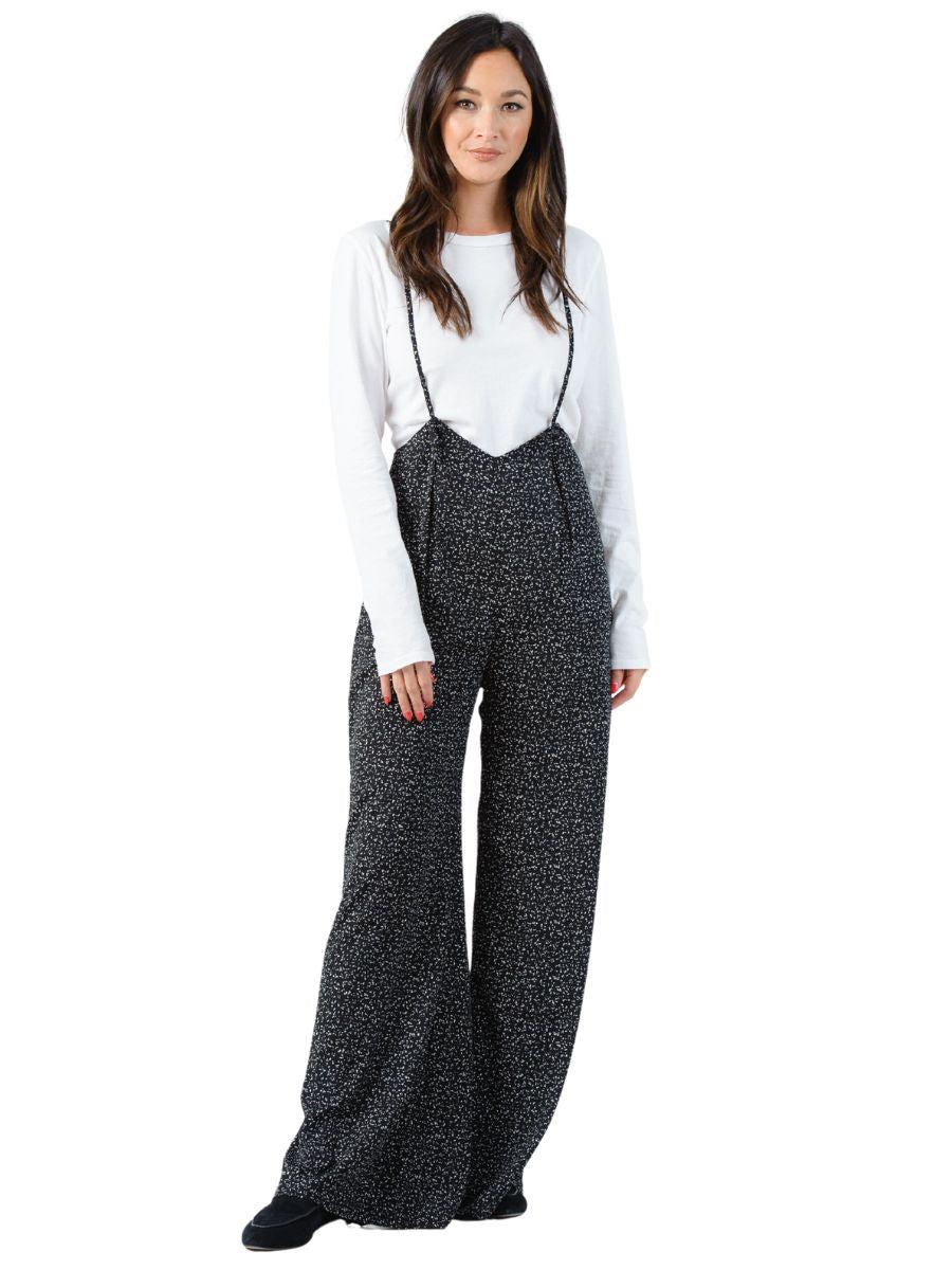 lucca couture JORDAN JUMPSUIT-BLACK/WHITE SPECKLE
