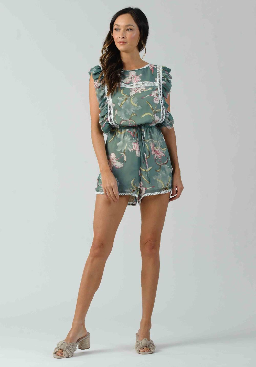 lucca couture KASSIA ROMPER-SEA GREEN FLORAL
