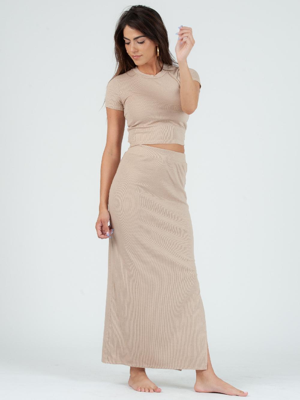 lucca couture KENDALL PENCIL SKIRT-SAND