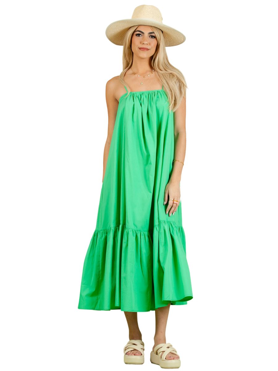lucca couture KERRY POPLIN MAXI DRESS-KELLY GREEN