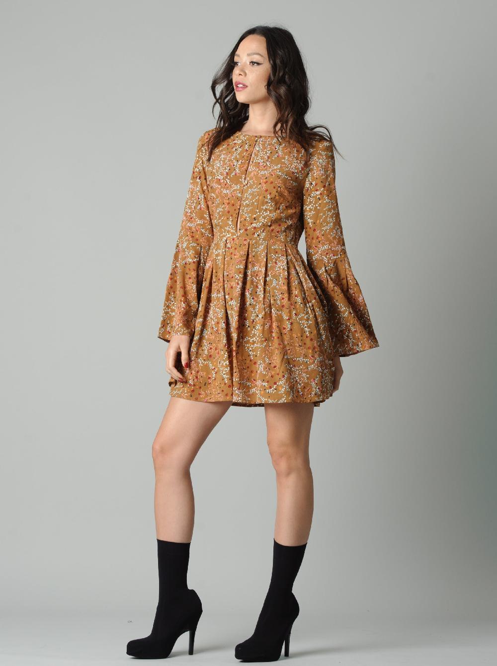 lucca couture KEY MUSTARD POTPOURRI DRESS