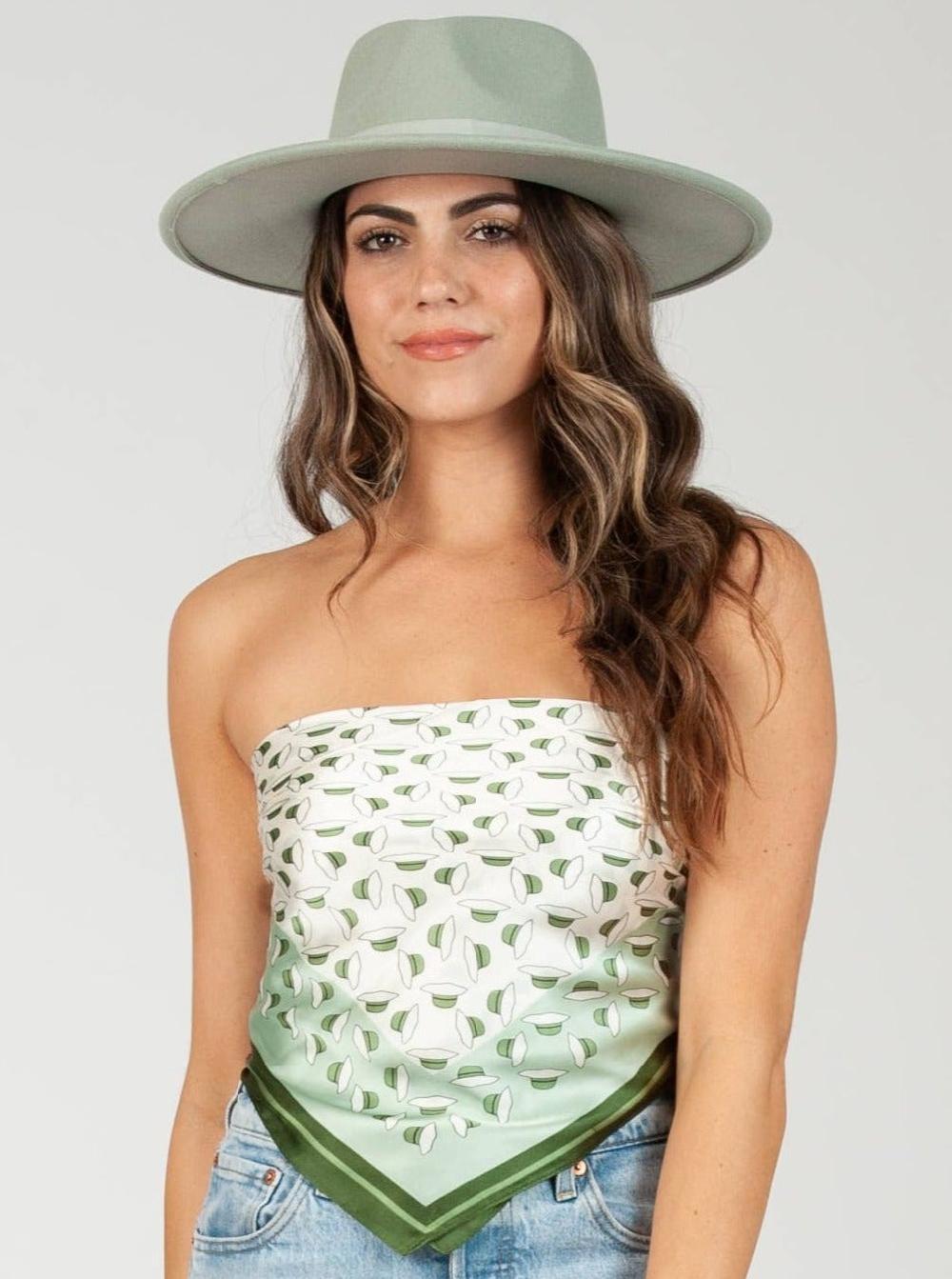 lucca couture LASSO SATIN SCARF-GREEN HAT