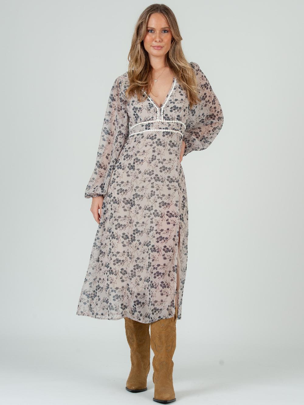 lucca couture LAURIE PRAIRIE DRESS-WHEAT FLORAL