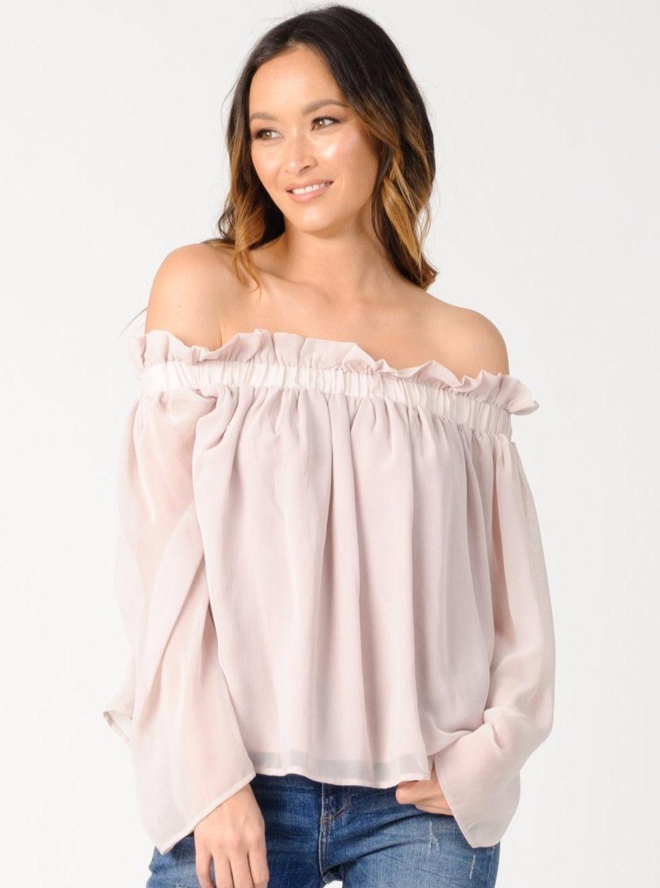 lucca couture LEYLA OFF THE SHOULDER BLOUSE-WHITE