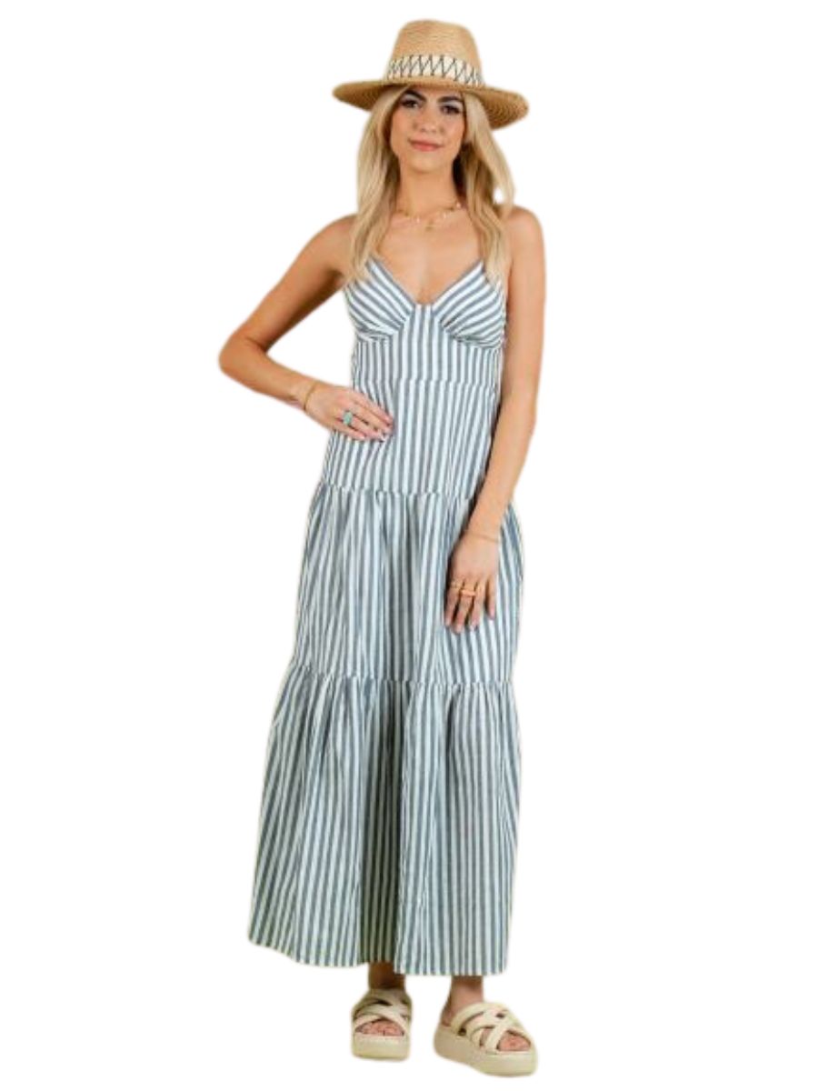 lucca couture LILAH STRIPED DRESS-NAVY