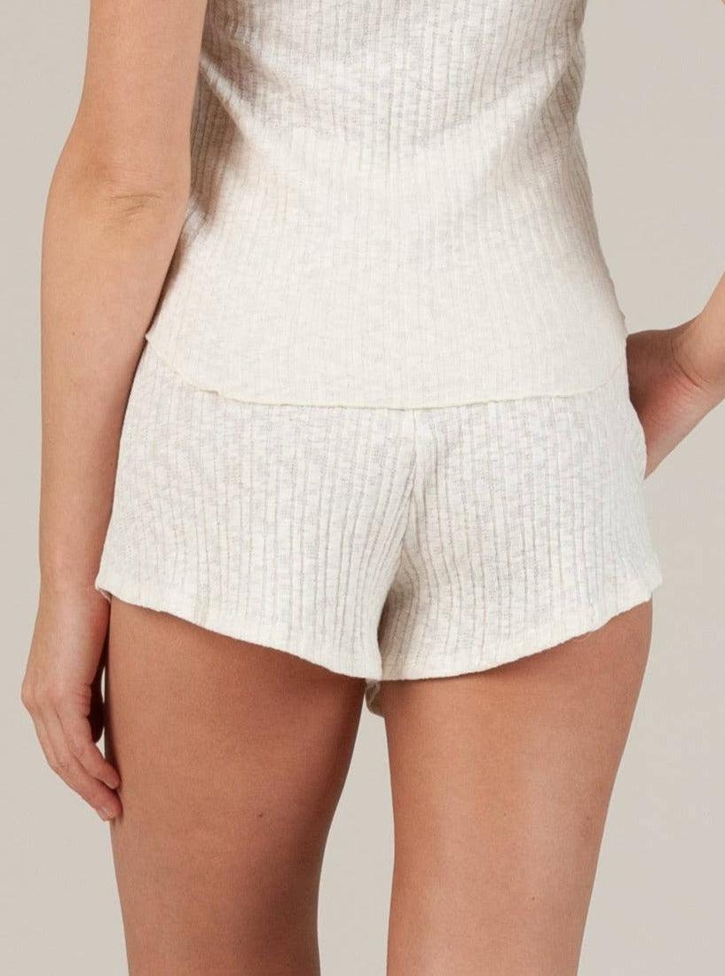 lucca couture LIVVY KNIT SHORTS-MILK TEA