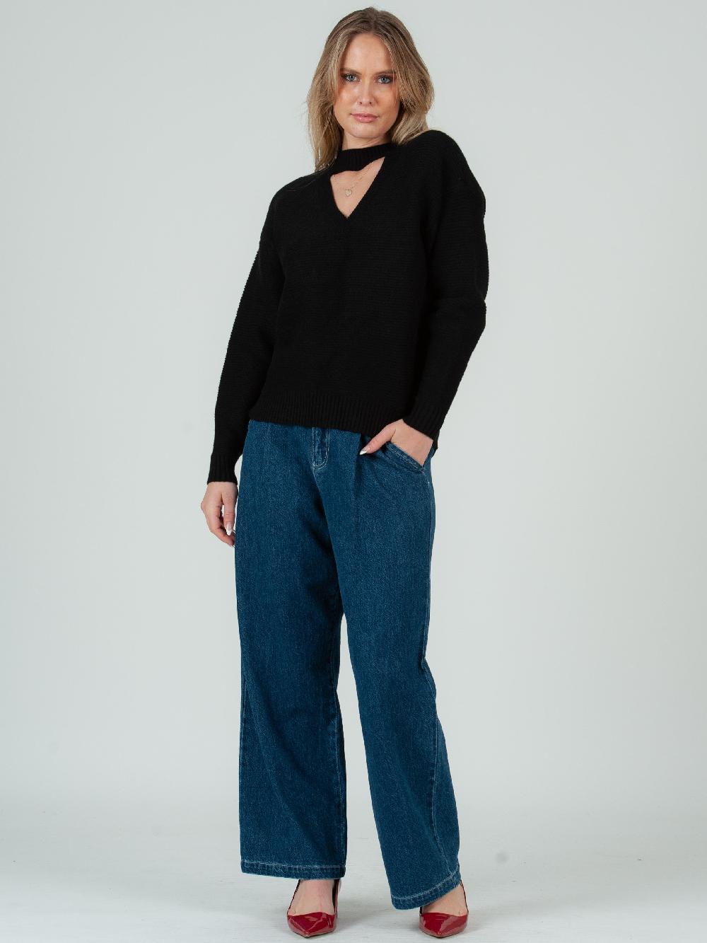 lucca couture LIZZIE CUTOUT SWEATER-BLACK