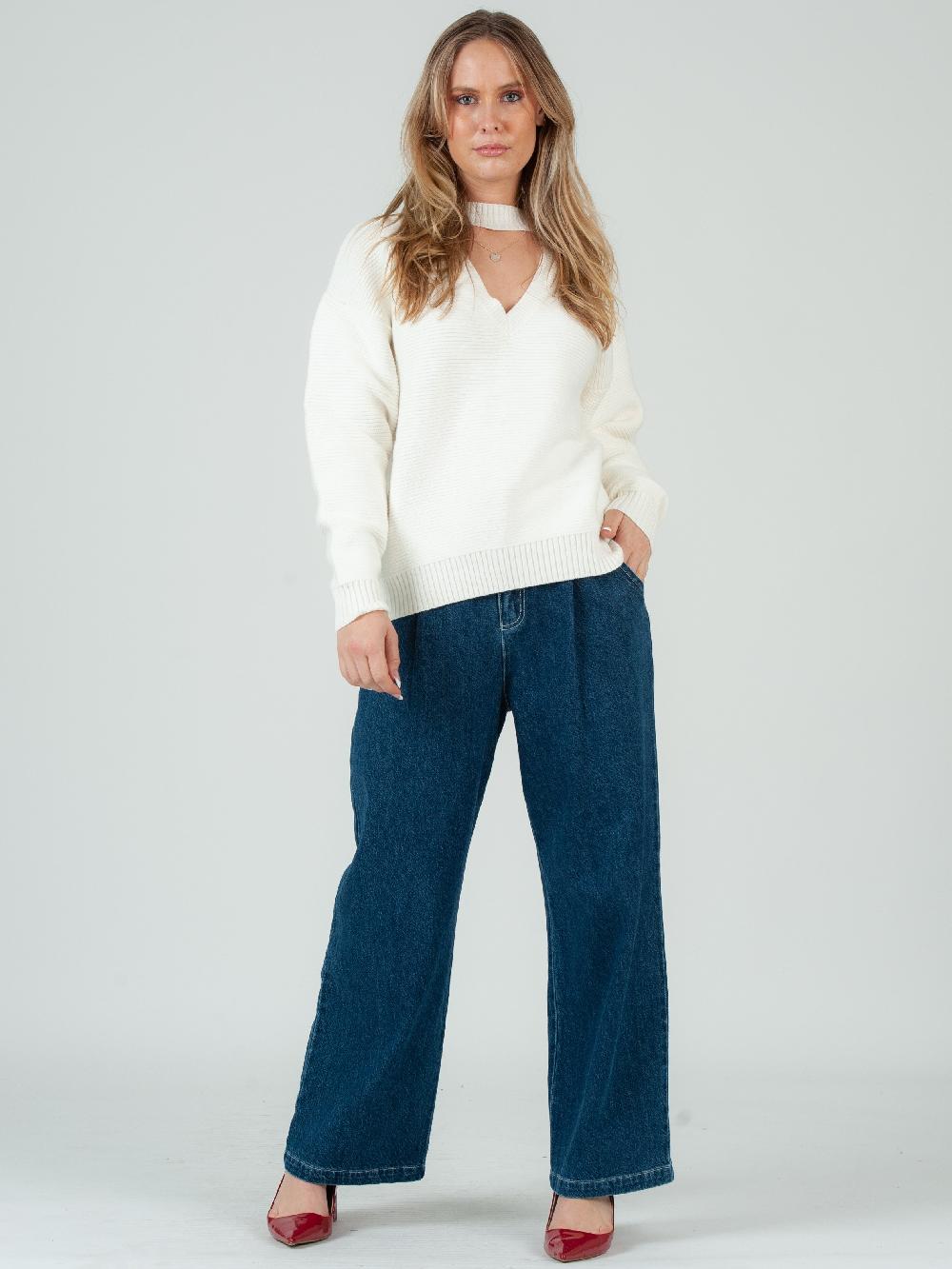 lucca couture LIZZIE CUTOUT SWEATER-WHITE