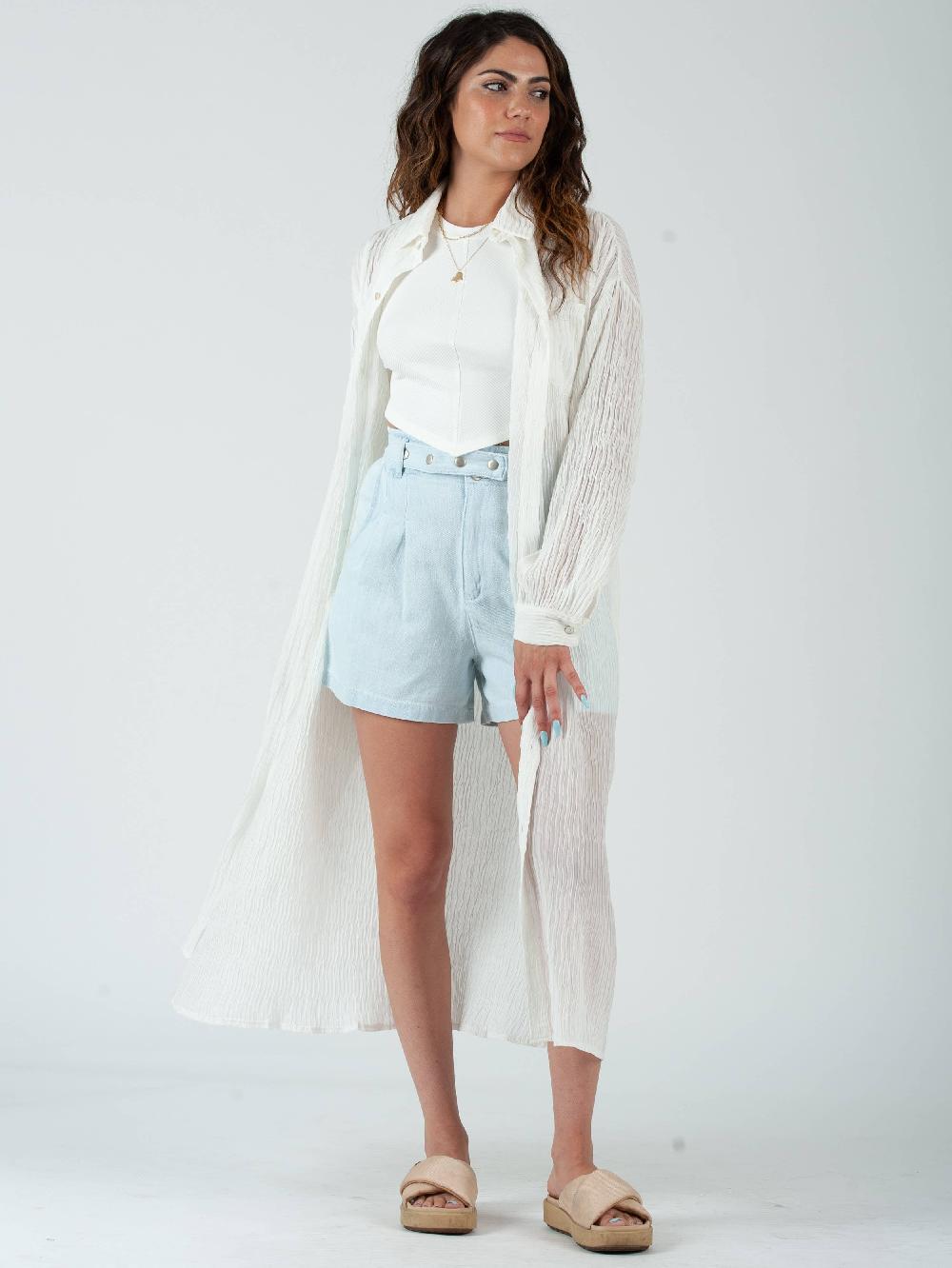 lucca couture LOLA RIPPLE EFFECT BUTTON DOWN-WHITE