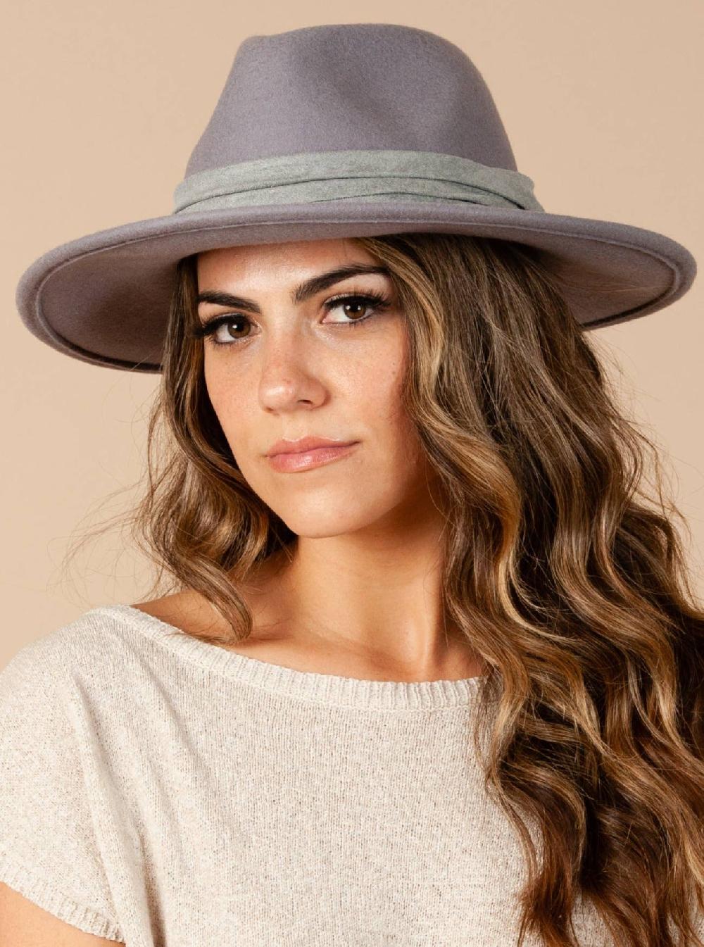 lucca couture LOVELY WOOL FEDORA-GREY