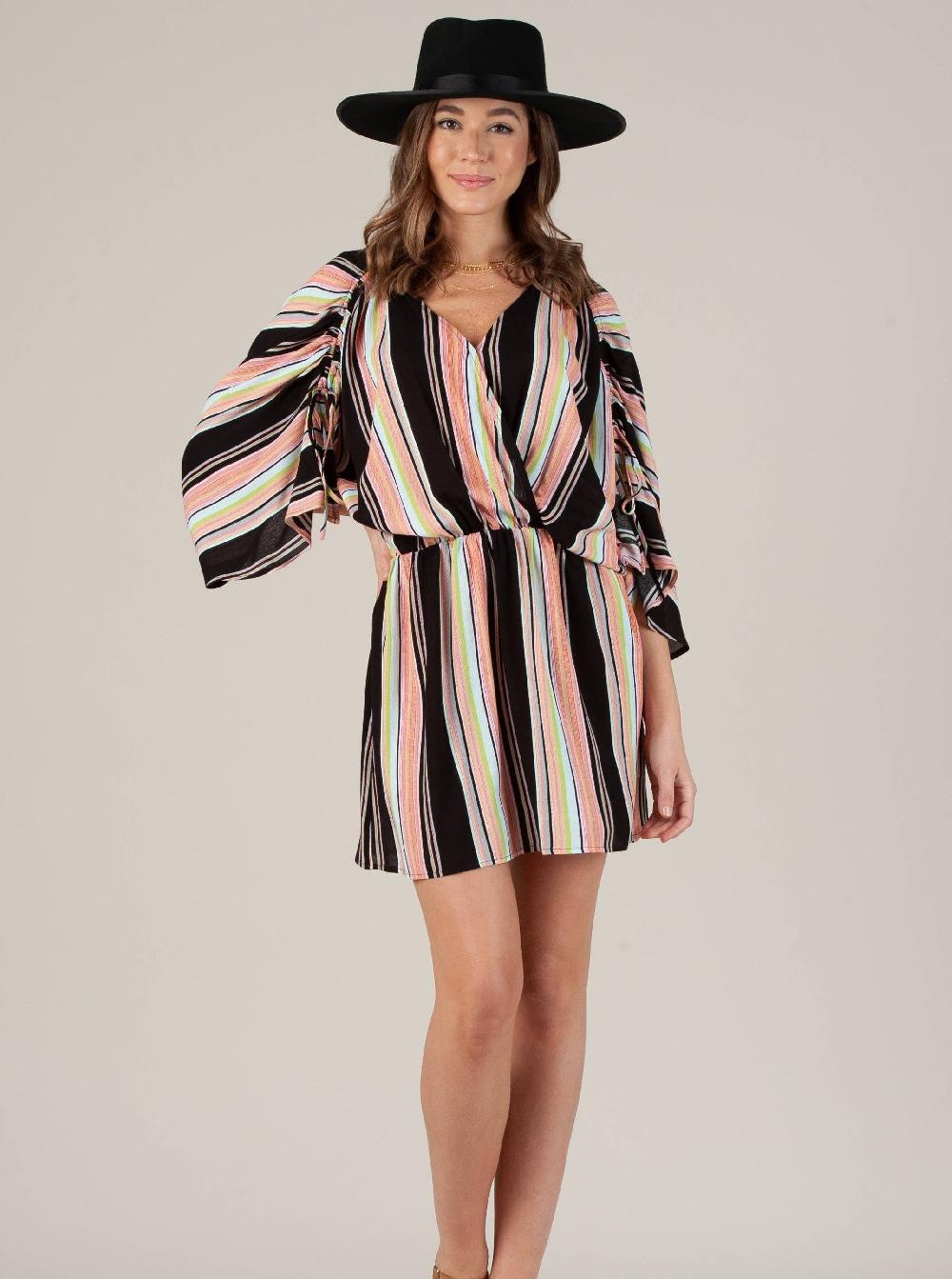 lucca couture LUCIANA SURPLUS DRESS-BLACK MULTI