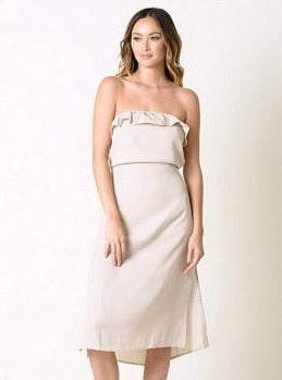 lucca couture LUCILLE STRAPLESS DRESS-SAND