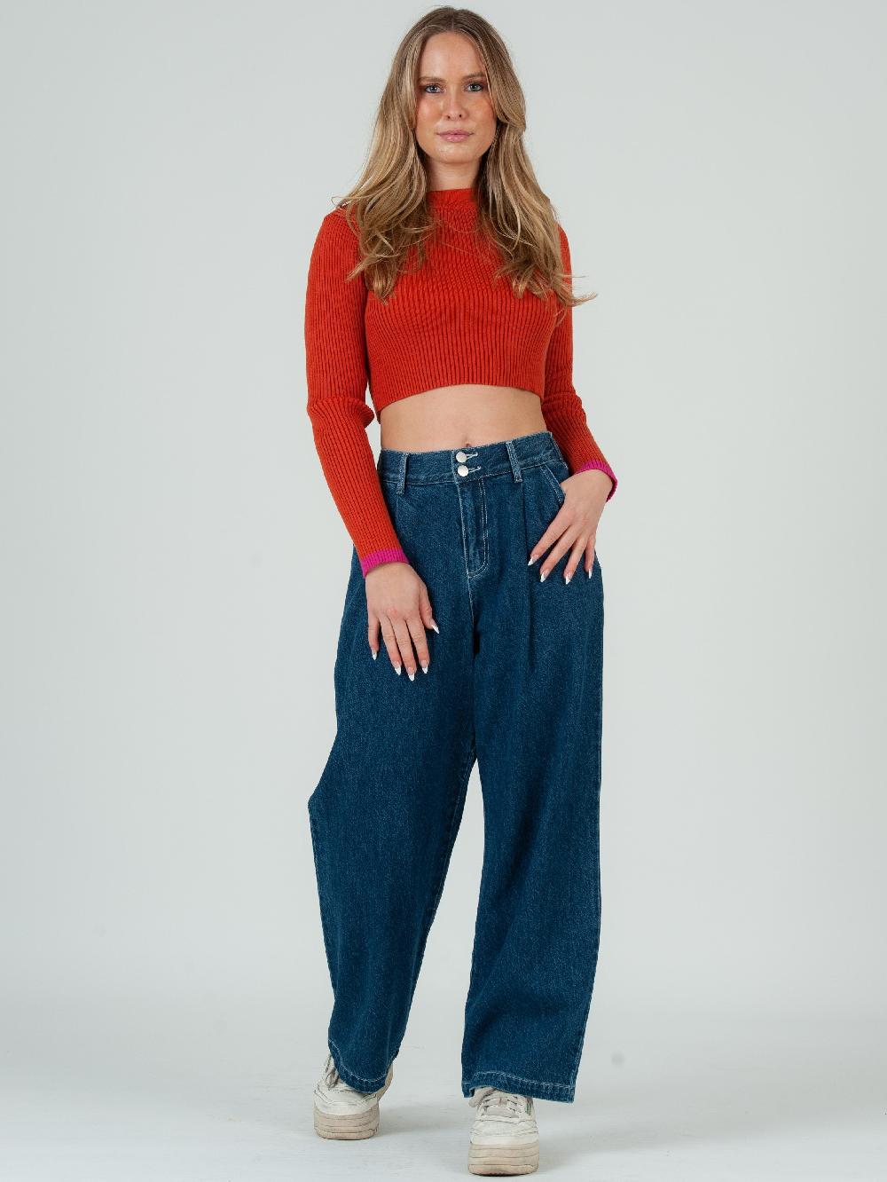 lucca couture MADDIE KNIT SWEATER TOP-SPICE/PINK