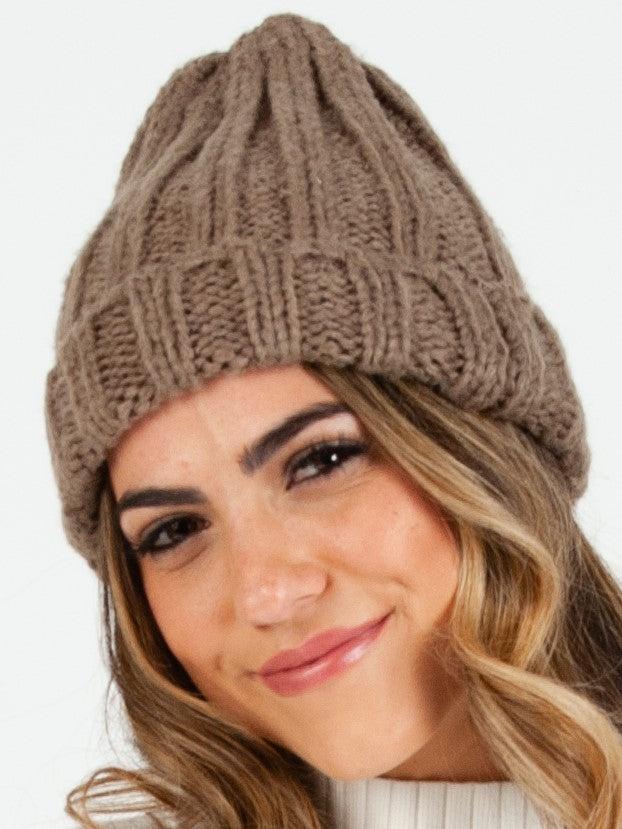 lucca couture MASSIF THICK RIBBED BEANIE-OYSTER