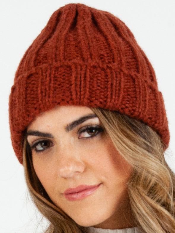 lucca couture MASSIF THICK RIBBED BEANIE-RUST