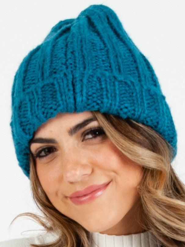 lucca couture MASSIF THICK RIBBED BEANIE-TEAL