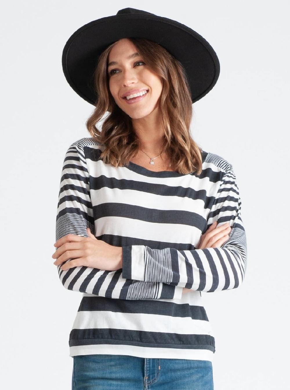 lucca couture MAURA MIXED STRIPES TOP-STRIPES