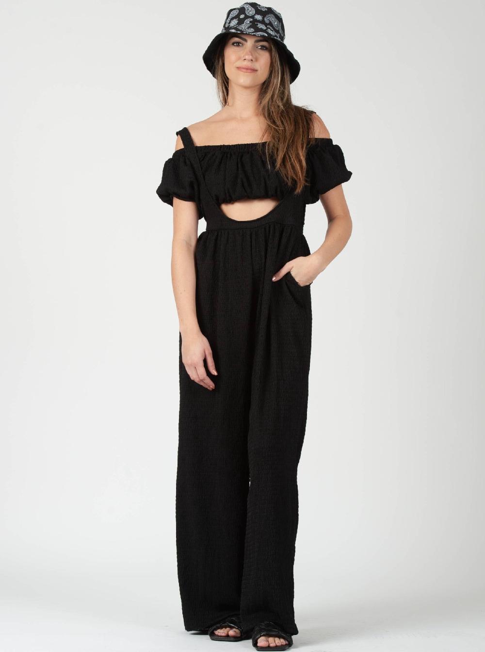 lucca couture MEGARA CROP TOP-BLACK
