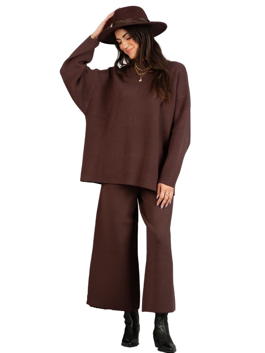 lucca couture MERI SWEATER PANTS-BROWN
