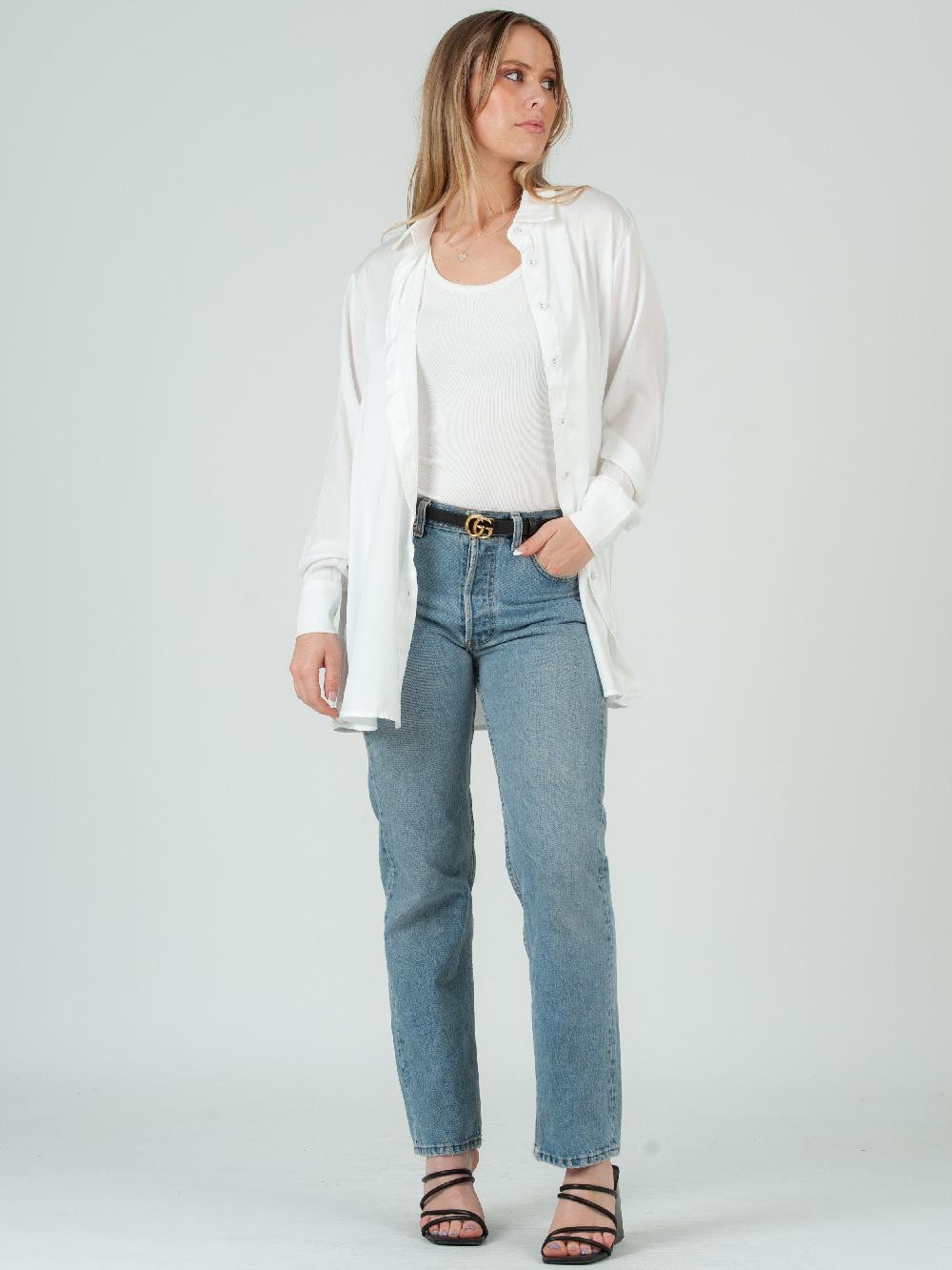 lucca couture MIA BUTTON DOWN BLOUSE-SNOW WHITE