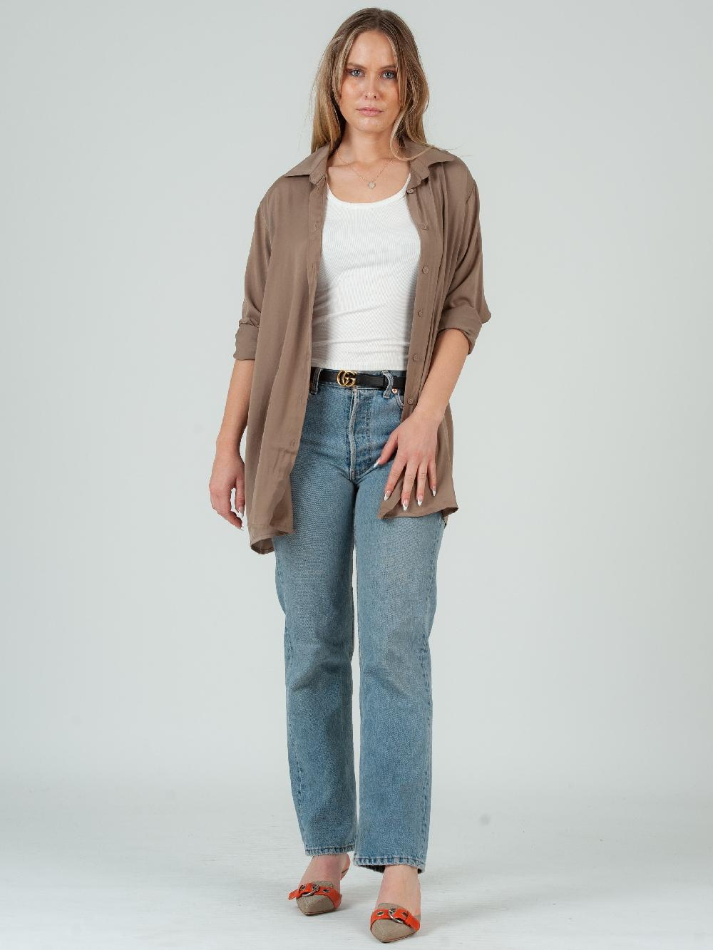 lucca couture MIA BUTTON DOWN BLOUSE-TIRAMISU