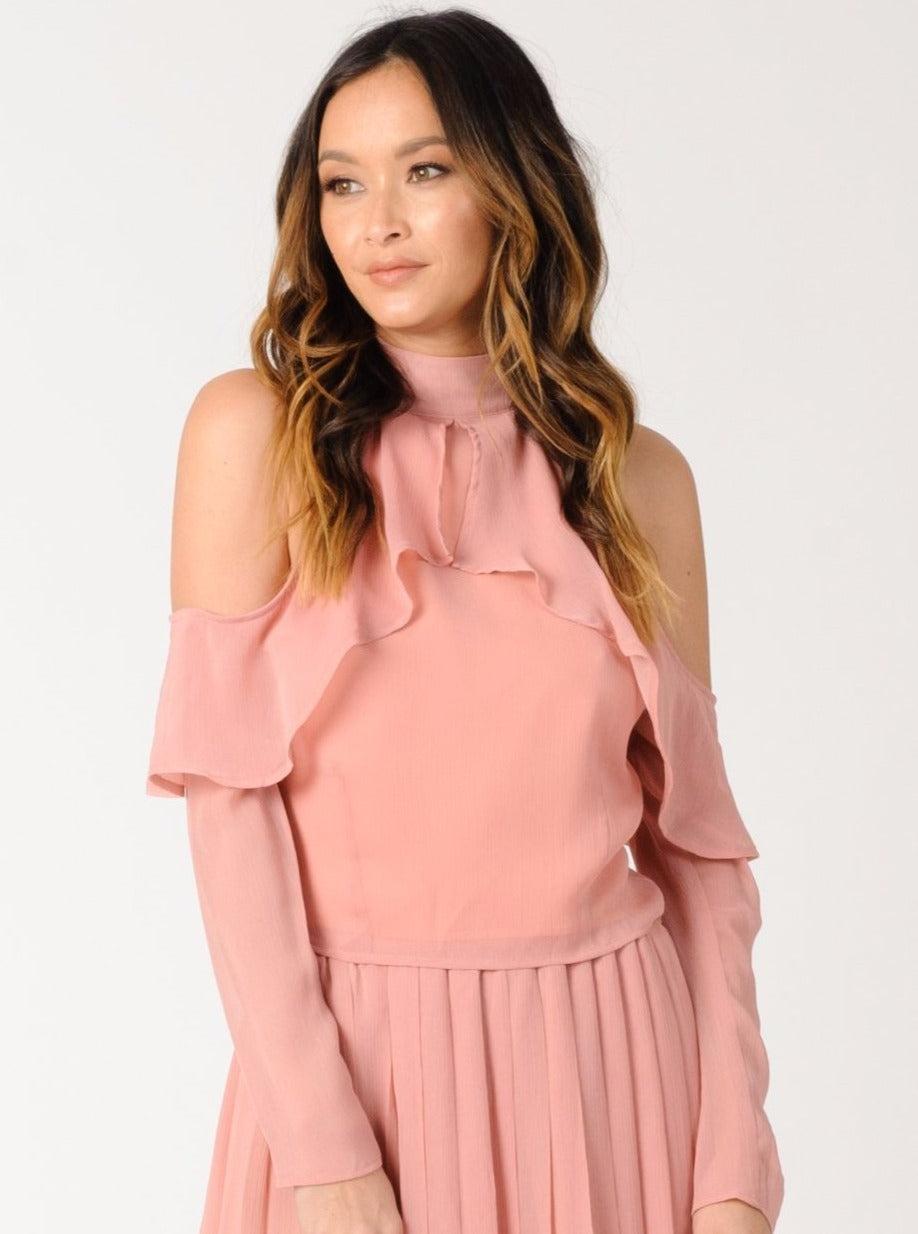 lucca couture MIA COLD SHOULDER TOP-BLUSH