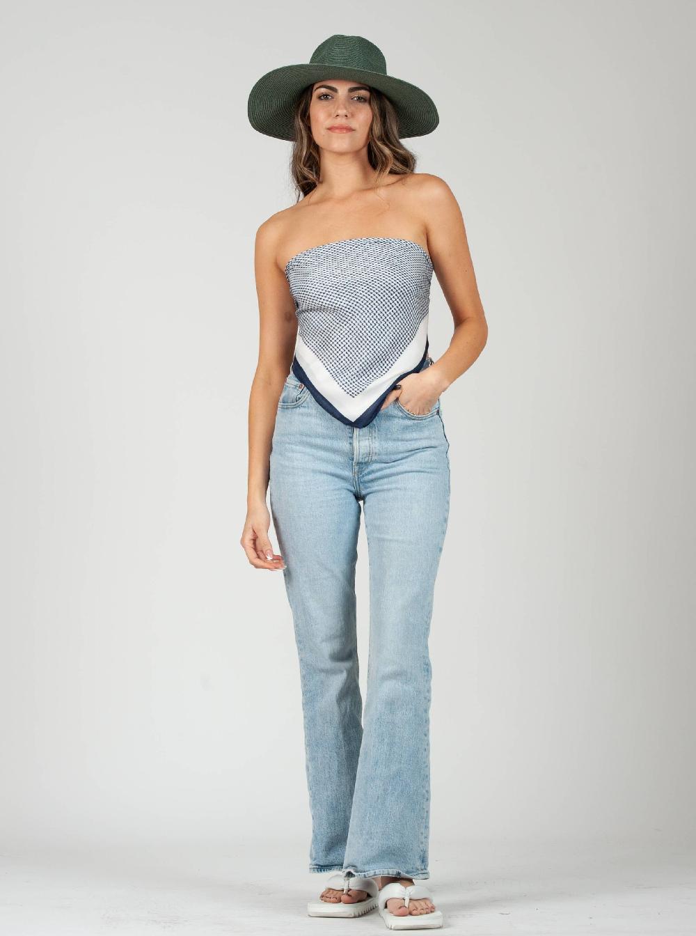 lucca couture MILAN SATIN SCARF-NAVY MH