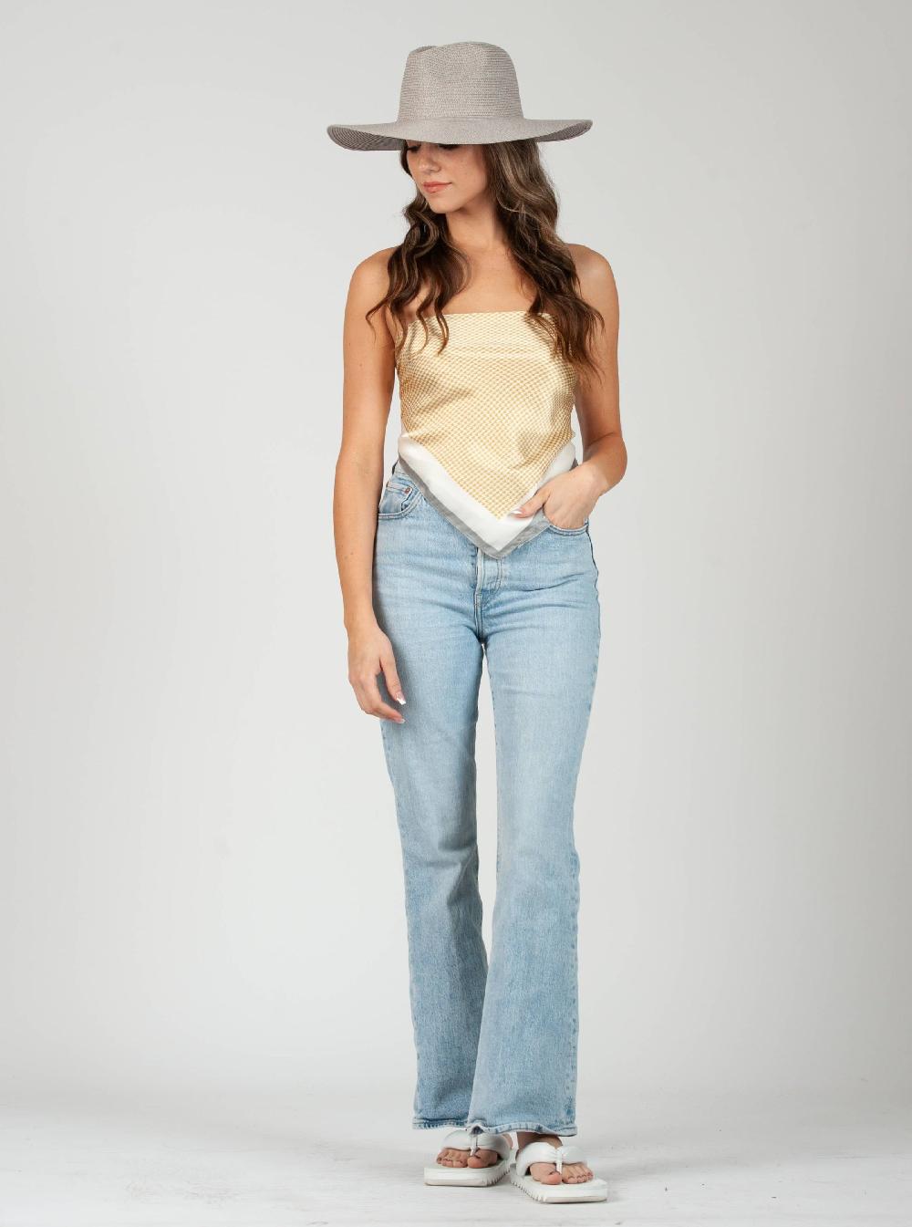 lucca couture MILAN SATIN SCARF-YELLOW MH