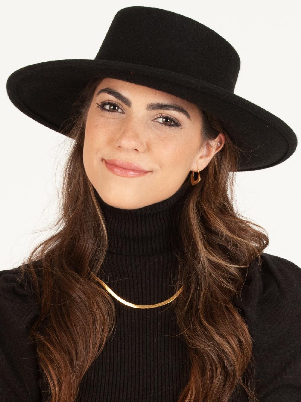 lucca couture MILO WOOL BOATER HAT-BLACK
