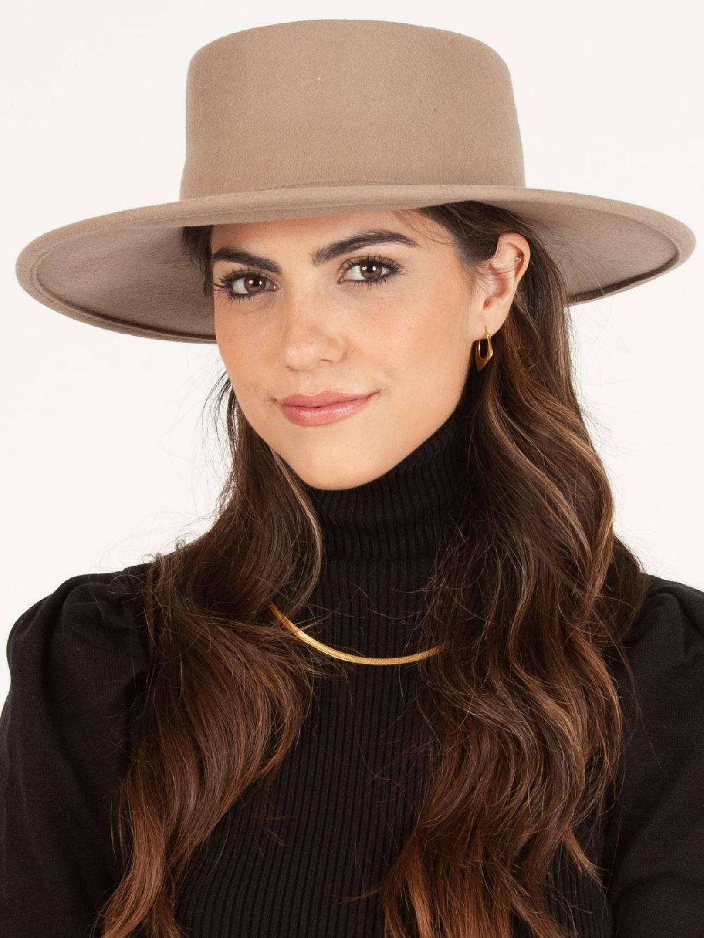 lucca couture MILO WOOL BOATER HAT-KHAKI