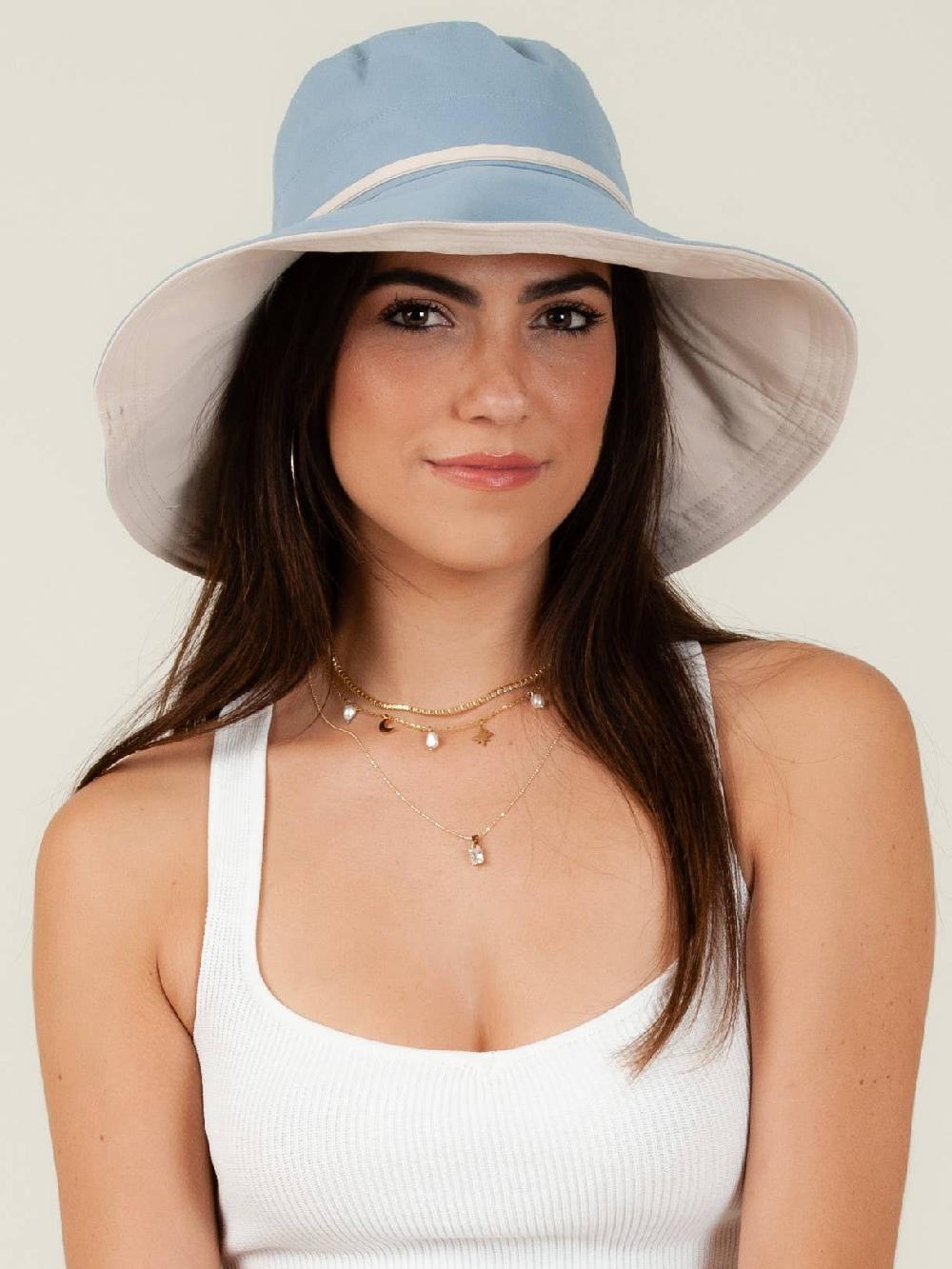 lucca couture MIRANDA REVERSIBLE BUCKET HAT-D. BLUE