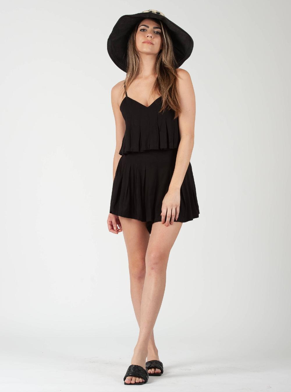 lucca couture MISHA PLEATED TOP-BLACK