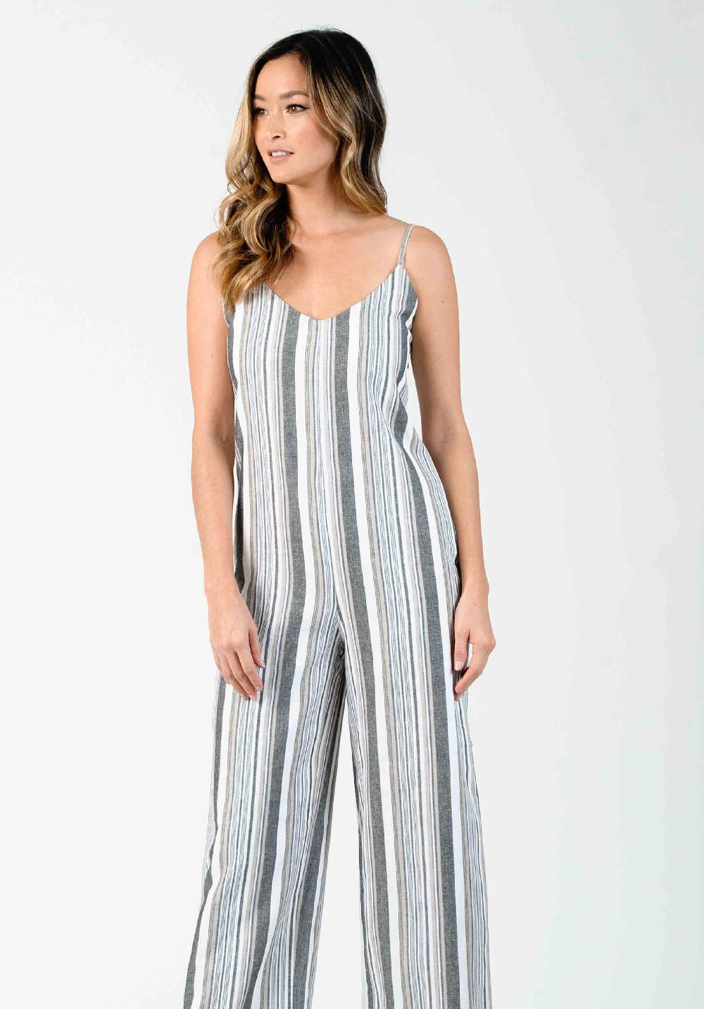 lucca couture MOJAVE JUMPSUIT-NAVY WHITE STRIPE