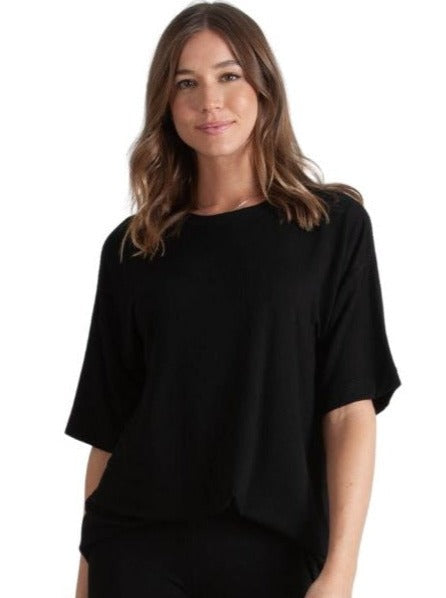 lucca couture MONICA JERSEY TOP-BLACK TEA