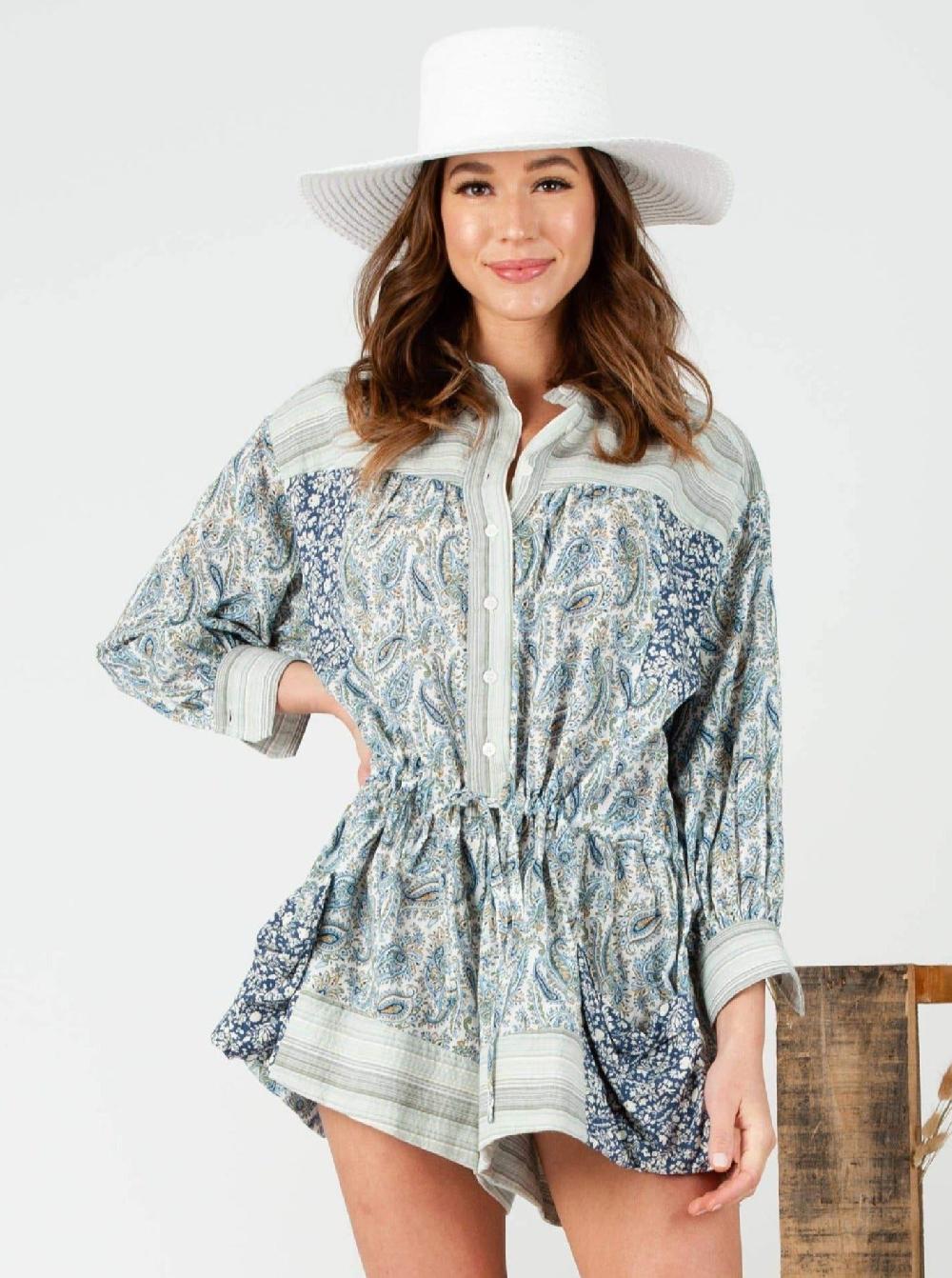 lucca couture MUDRA ROMPER-MISTY PAISLEY MIX
