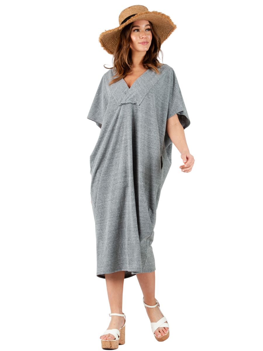 lucca couture NAMASTE KNIT MAXI DRESS-HEATHER GREY