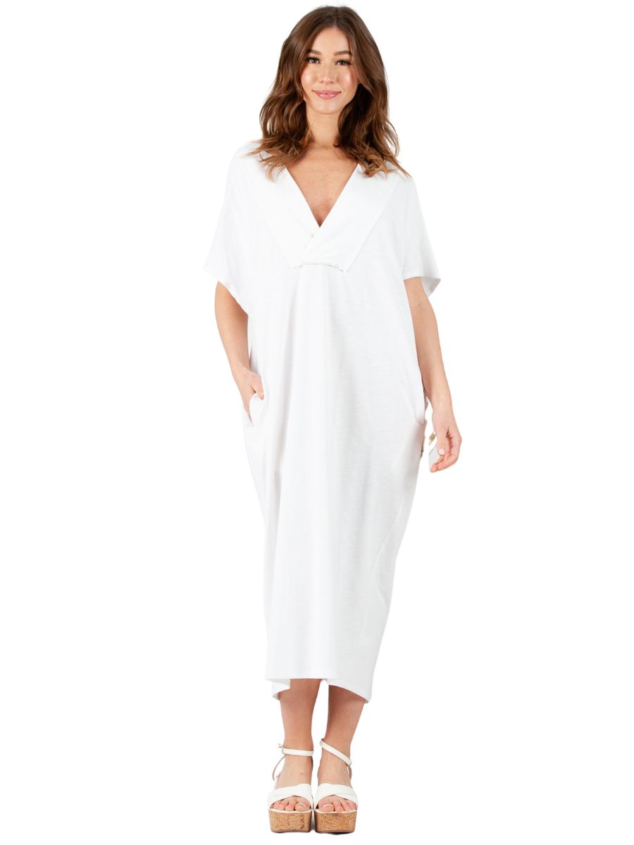 lucca couture NAMASTE KNIT MAXI DRESS-WHITE