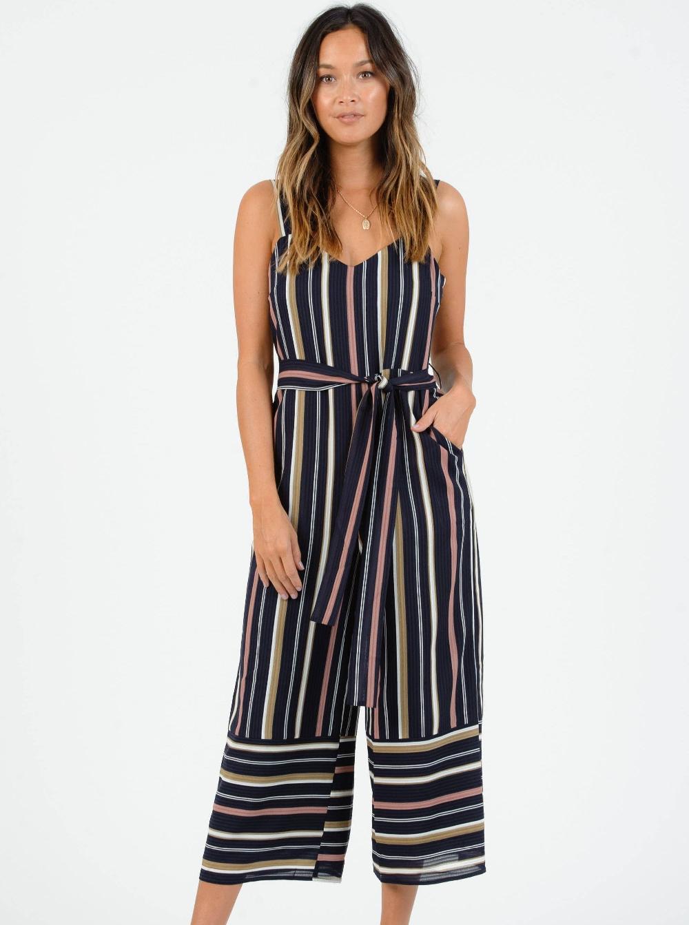 lucca couture NAPLES JUMPSUIT-NAVY MULTI STRIPE
