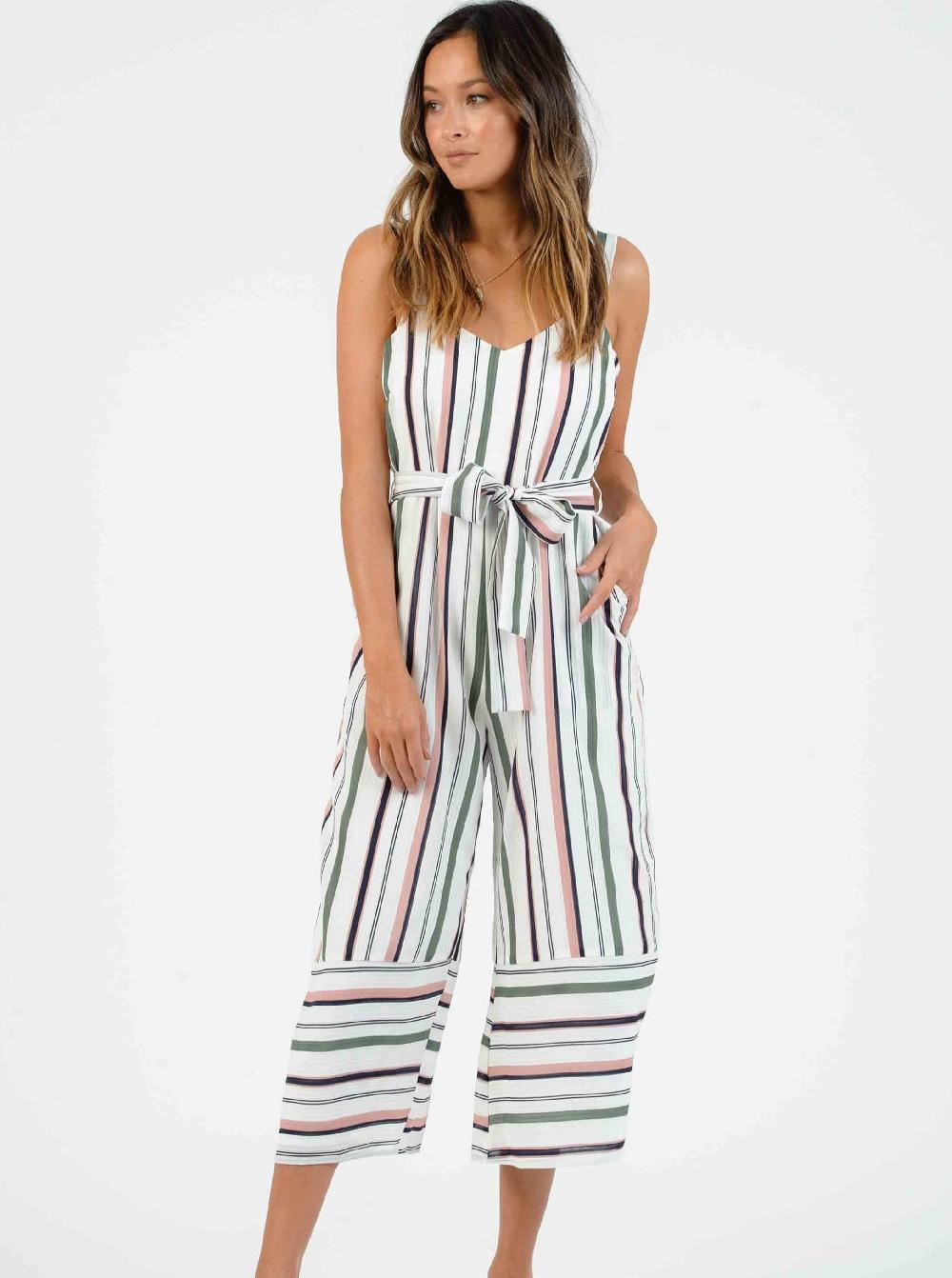 lucca couture NAPLES JUMPSUIT-WHITE MULTI STRIPE