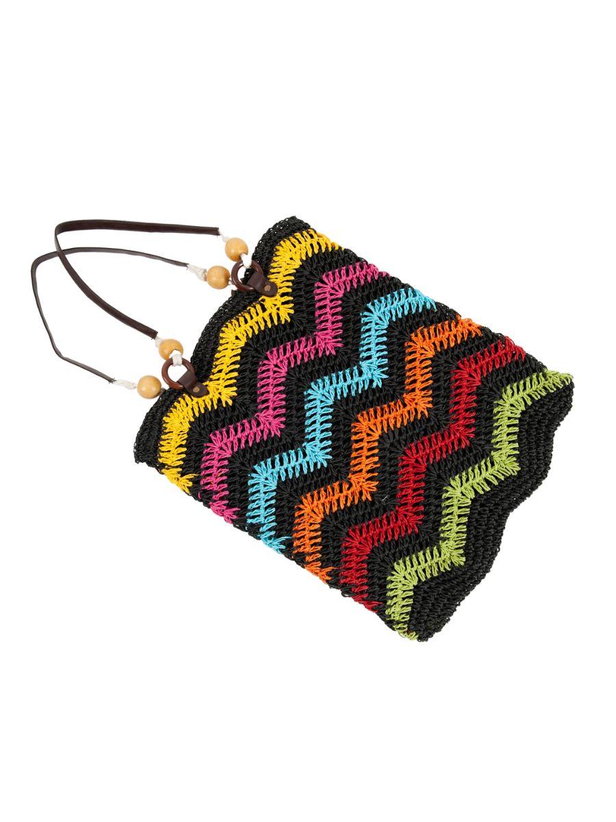 lucca couture NIFTY CROCHET TOTE-BLACK MULTI
