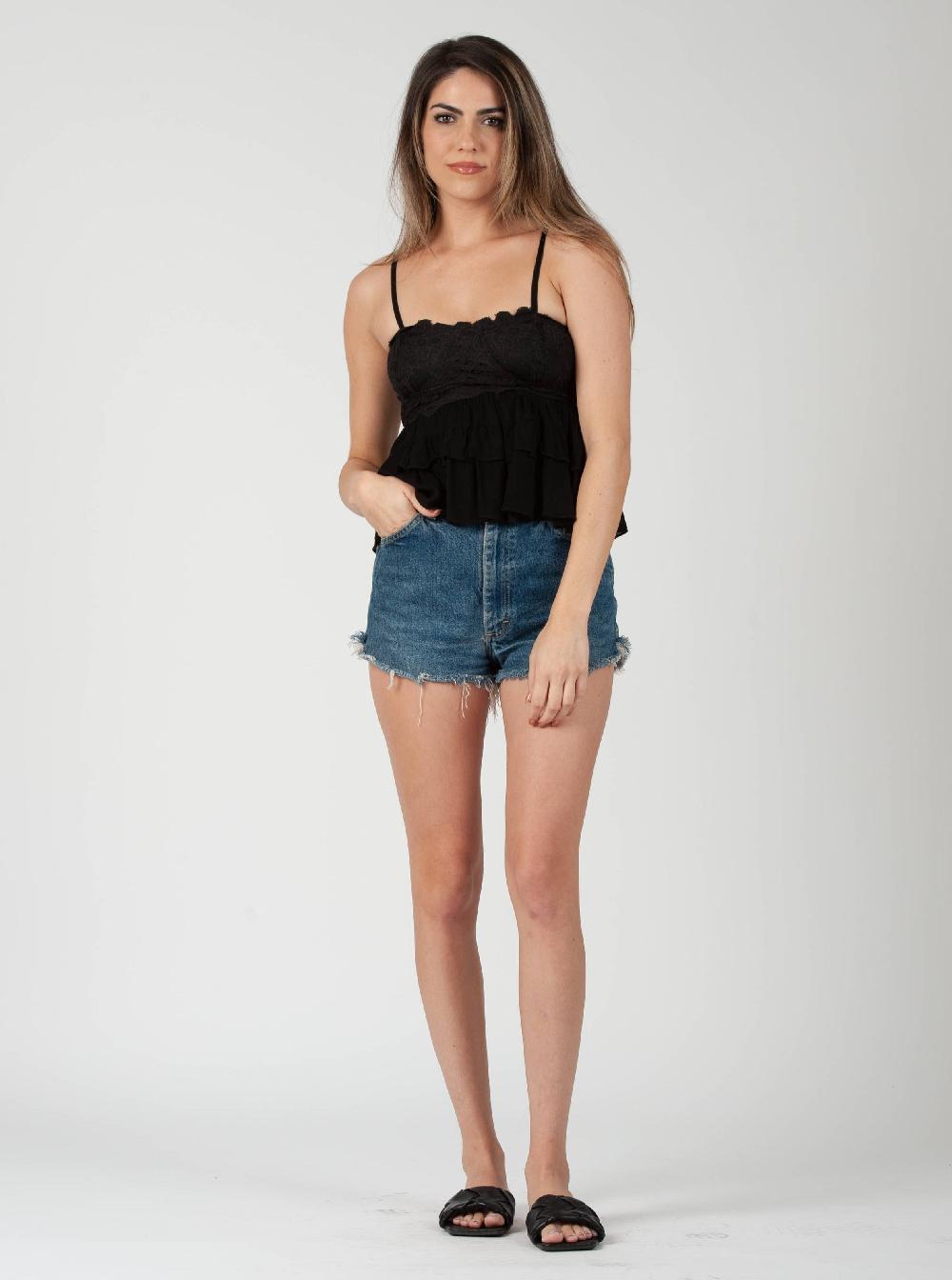 lucca couture OIA LACE AND FRILLS TOP-BLACK