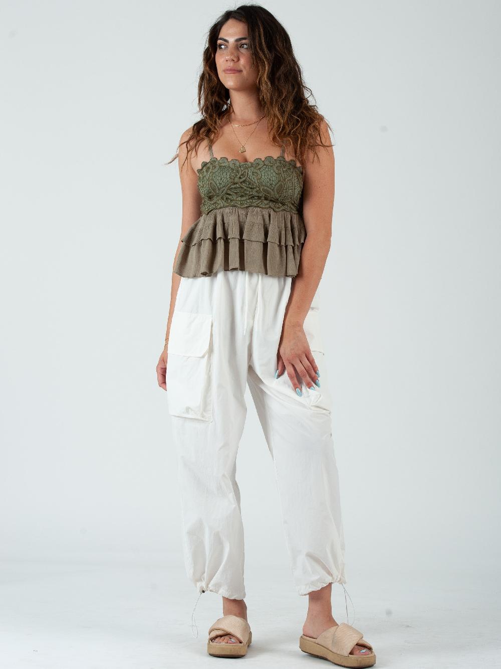 lucca couture OIA LACE AND FRILLS TOP-GRASS